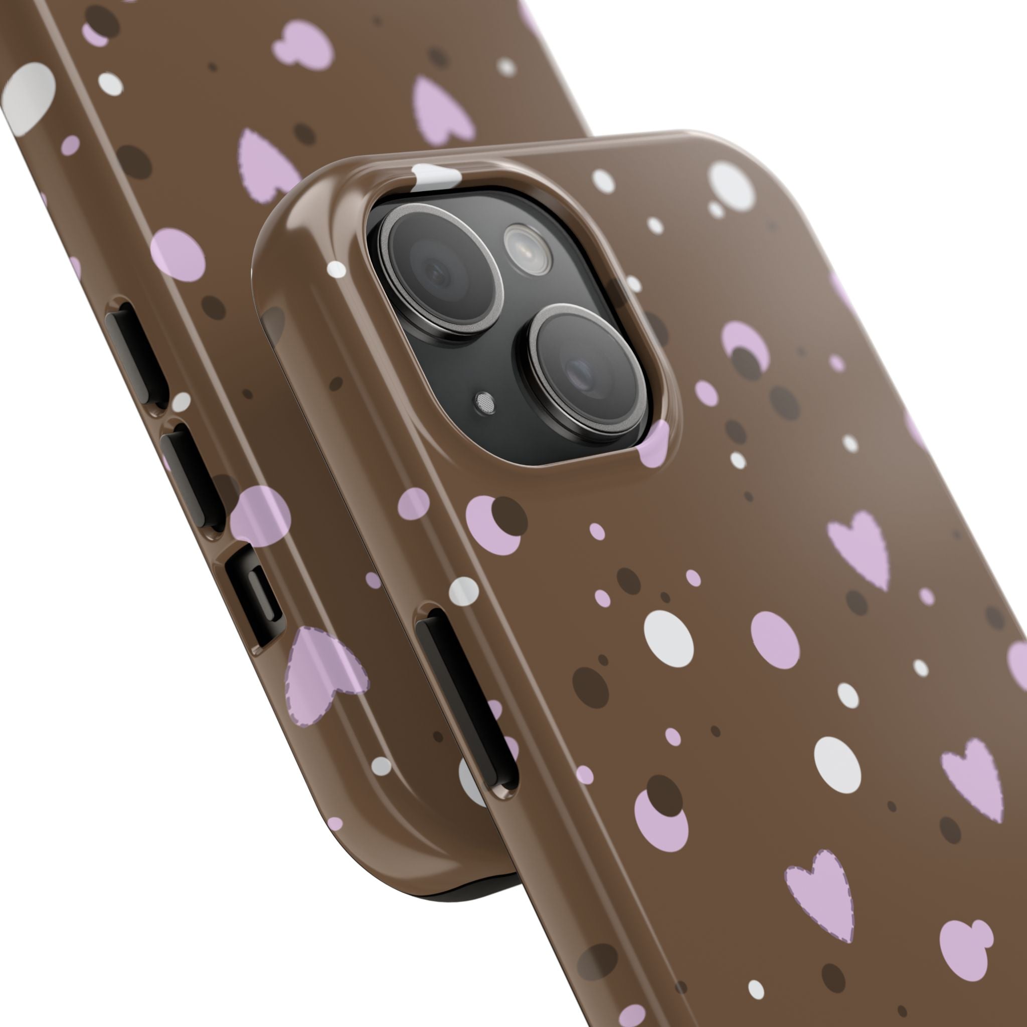 Cute Chocolate & Hearts Phone Case, Tough Phone Cover, Gift for Her, Trendy Accessory, Cute Phone Protector, Valentine's Day Gift