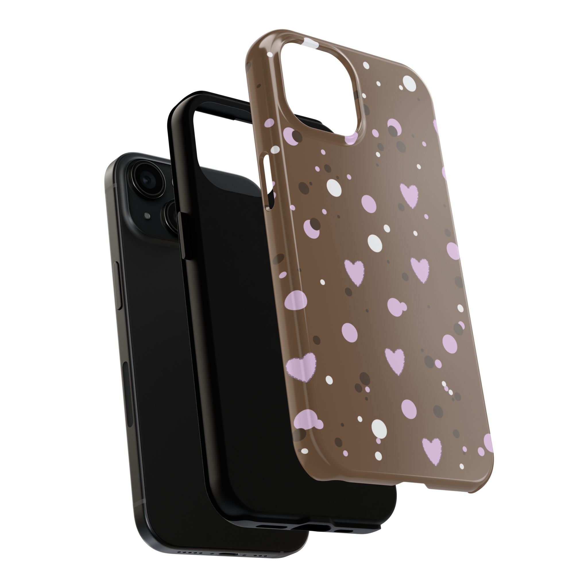 Cute Chocolate & Hearts Phone Case, Tough Phone Cover, Gift for Her, Trendy Accessory, Cute Phone Protector, Valentine's Day Gift