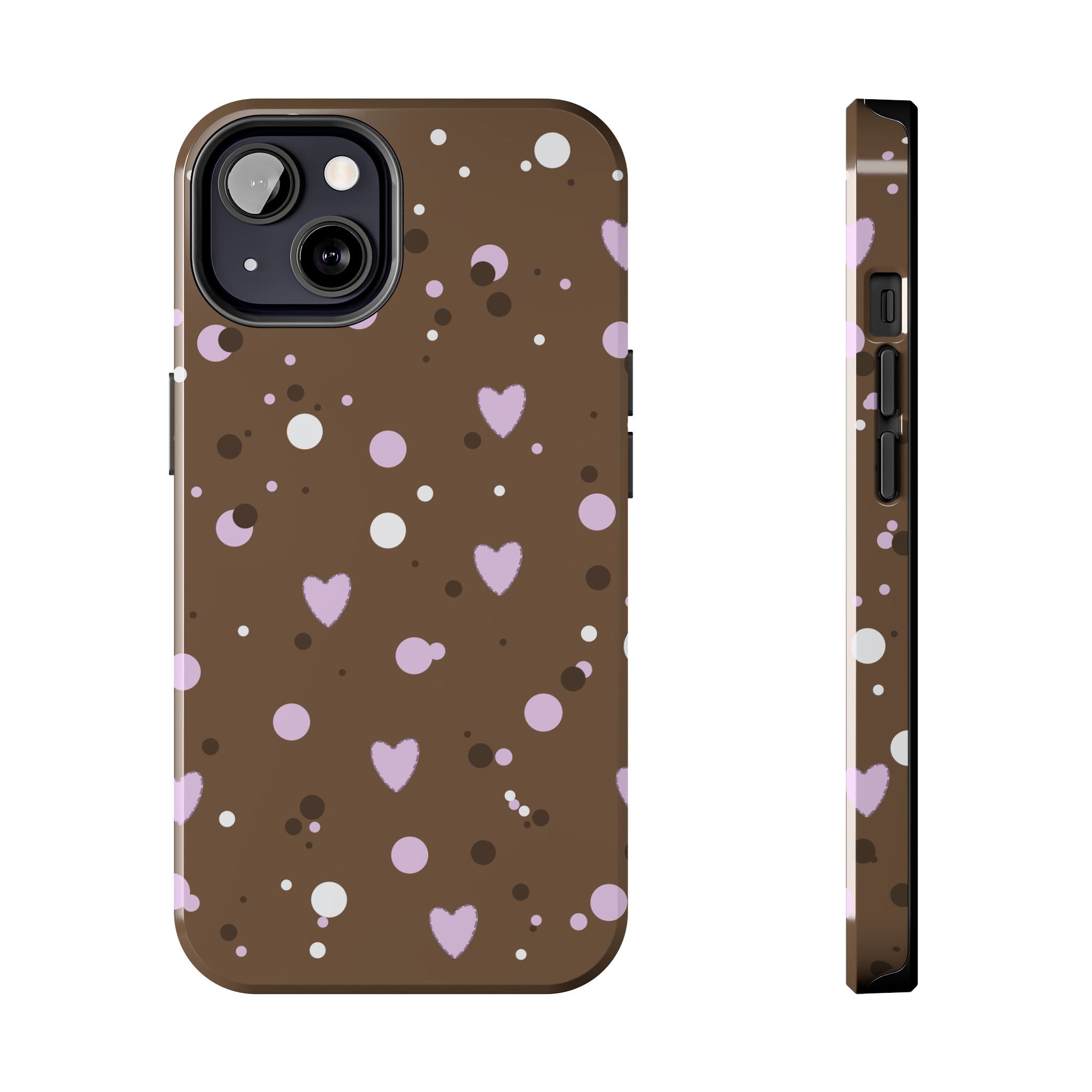 Cute Chocolate & Hearts Phone Case, Tough Phone Cover, Gift for Her, Trendy Accessory, Cute Phone Protector, Valentine's Day Gift